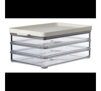 Mepal Omnia boîte de réfrigérateur 3 niveaux empilables pour charcuterie avec couvercle hermétique Nordic White