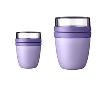 Mepal Pot à déjeuner Ellipse Duo Pack - Vivid Lilac - Mini + Large - Gobelet à céréales pratique, gobelet à yaourt, gobelet à emporter - Passe au congélateur, au micro-ondes et au lave-vaisselle