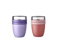 Mepal Pot à déjeuner Ellipse Mixed Mini | Vivid Lilac + Vivid Mauve | Gobelet à céréales à emporter | Division pour yaourt et céréales | 300 ml + 120 ml | Passe au congélateur, au micro-ondes et au