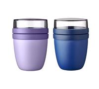 Mepal | Pot à déjeuner Ellipse Mixed | Vivid Lilac + Vivid Blue | Gobelet à céréales à emporter | Division pour yaourt et céréales | 500 ml + 200 ml | Passe au congélateur, au micro-ondes et au