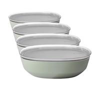 Mepal - Saladier avec couvercle Silueta - Lavable au lave-vaisselle et résistant au micro-ondes - Plat de service - Plats à tapas - Vaisselle - 4000 ml - Nordic sage (Lot de 4)