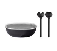 Mepal Service à salade Silueta - Bol de service avec couvercle (4000 ml) avec couverts à salade (28,5 cm) - Vaisselle de service d'extérieur - Passe au lave-vaisselle et au micro-ondes - Plastique