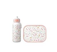 Mepal - Set Déjeuner Campus - Set de Déjeuner pour Enfants avec Bouteille de Boisson Pop-up et Panier-repas - Set de Déjeuner pour L'école - BPA-free - 400 ml + 750 ml - Flowers & Butterflies,