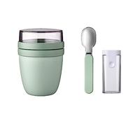Mepal Set Lunch pot Cuillère pliable Ellipse - Nordic Sage - Gobelet à céréales pratique et récipient pour transporter les aliments