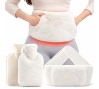 Mepham Longue bouillotte avec ceinture à nouer, ceinture chauffante de 130 cm avec housse en peluche douce, bouillotte portable à replier et à fixer, bouillotte réutilisable