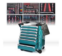 Mephisto Chariot à outils Core avec 7 tiroirs avec 249 outils | Chariot d'atelier avec outil ynamométrique, tournevis, pinces, clés mixtes à cliquet, douilles, clés à douille