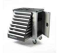 Mephisto Chariot à outils XXL avec 8 tiroirs, jeu de clés à molette | Chariot d'atelier avec outils tels que clé à molette, cliquet, tournevis, etc. avec incrustations souples aspect carbone dans