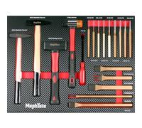 Mephisto Insert de servante d'atelier Pro Line avec marteau, fer à levier, marteau en plastique, traversants, burin à incrustation souple, aspect carbone