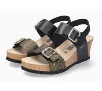 Mephisto Lissandra Cuir Noir Compensé Confort Sandale Femmes Tailles 36-42 Neuf
