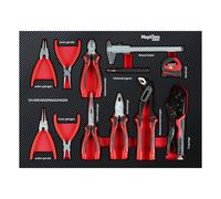 Mephisto Kit de pinces Pro Line pour chariot d'atelier avec pince universelle, pince à long bec, pince coupante latérale, pince multiprise pince étau et pied à coulisse en incrustation souple aspect