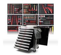 Mephisto Tools Chariot Atelier Rempli Premium XXL 9 Tiroirs Gris Mat Acier