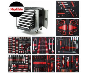 Mephisto Tools Werkstattwagen Premium Pro, 8 Schubladen, Gris, Acier