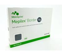 Mepilex Border Ag 10x12,5 cm (Boîte de 5) - Pansement Hydrocellulaire Antimicrobien à l'Argent avec Technologie Safetac - Pour Plaies Infectées ou à Risque
