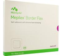 Mepilex Border Flex Lot de 5 pansements en silicone souple auto-adhésif 15 x 15 cm