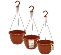 MePla - 3 Pièce Feux/Paniers Suspendus Orion - Résistant aux Intempéries Bac à Plantes Aux UV Fleurs Ampel - Pot de Fleur - ø25 CM - Terracotta
