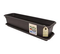 MePla - Balconnière Balcon 100 CM + Dessous De - Braun - Bac à Fleurs - Cache-Pot - Jardinière en Résistant aux Intempéries Résistant Aux UV Plastique