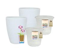 MePla - Lot de 2 pots à orchidées 500 Lizzard ø 14 cm, blancs, pot de fleurs pour orchidée, Ø 12, ambiance de salon de qualité supérieure