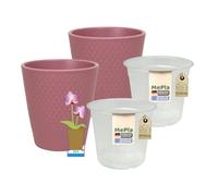 MePla - Lot de 2 pots à orchidées SK Soendgen Arlequin Ø 14 cm Mauve Diamètre 12 cm Ambiance d'intérieur de qualité supérieure