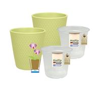 MePla - Lot de 2 pots à orchidées SK Soendgen Arlequin Ø 14 cm - Pot de fleurs pour orchidée pistache Ø 12 cm - Ambiance d'intérieur de qualité supérieure