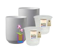 MePla - Lot de 2 pots à orchidées SK Soendgen Falun Ø 13 cm - Gris clair mat - Diamètre : 12 cm - Ambiance d'intérieur de qualité supérieure