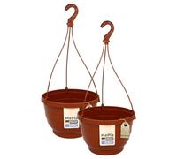 MePla - Lot de 2 pots de fleurs suspendus KOMET - Résistants aux intempéries - Résistant aux UV - Pot de fleurs - Diamètre : 30 cm - Terre cuite