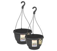 MePla - Lot de 2 pots de fleurs suspendus KOMET - Résistants aux intempéries - Résistant aux UV - Pot de fleurs - Diamètre : 25 cm - Anthracite