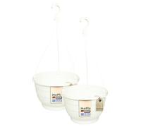 MePla - Lot de 2 pots de fleurs suspendus KOMET - Résistants aux intempéries - Résistants aux UV - Pot de fleurs - Diamètre : 30 cm - Blanc
