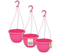 MePla - Lot de 3 Ampel Orion - Jardinière résistante aux intempéries - Pot de fleurs résistant aux UV - Pot de fleurs - ø25 cm - rose