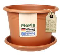 MePla Pot de fleurs Cylindro Ø 60 cm + soucoupe Ø 58 cm, terre cuite, résistant aux intempéries en plastique résistant aux UV