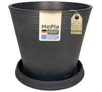MePla Set De Cache-Pots Locarno + Sous-Pots Rond Gris Anthracite Mat