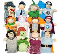 Meppi Lot de 12 marionnettes à main en tissu pour théâtre de casperle, marionnettes à main pour enfants