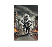 MEQKTQIMA Impression sur toile décorative avec tigre, animal Doomsday Gun brandissant un tigre blanc - 30 x 45 cm