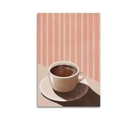 MEQKTQIMA Impression sur toile minimaliste illustrée café chaud avec ombre claire, affiches murales et décoration murale moderne pour chambre à coucher familiale (50 x 75 cm)