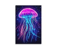 MEQKTQIMA Impression sur toile représentant un ciel étoilé et méduses - Décoration murale moderne pour chambre à coucher - 30 x 45 cm