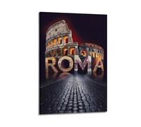 MEQKTQIMA Impression sur toile représentant un colisée de Rome - Collage rétro - Paysage urbain - Décoration murale moderne pour chambre à coucher - 60 x 90 cm