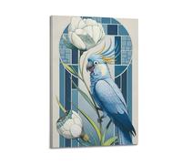 MEQKTQIMA Impression sur toile représentant un perroquet bleu de style Art nouveau - 60 x 90 cm