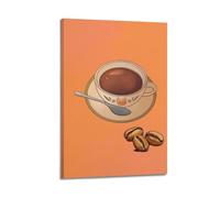 MEQKTQIMA Impression sur toile représentant une tasse à café et chat - Décoration murale moderne pour chambre à coucher - 30 x 45 cm