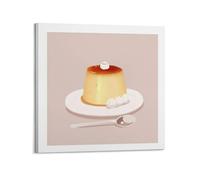 MEQKTQIMA Impression sur toile simple couleur crème caramel à plat - Affiches murales et décoration moderne pour chambre à coucher familiale - 30 x 30 cm