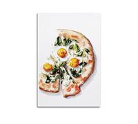 MEQKTQIMA Poster décoratif sur toile gastronomique, pizza avec œufs et légumes verts - Décoration murale moderne pour chambre à coucher - 40 x 60 cm