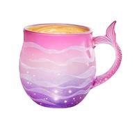 Mequou Tasses À Café En Verre,Poignée Queue De Sirène Art Moderne,Tasses en verre pour café et thé - Pour Boissons Et Décoration Bureau Maison Restaurant Bar Adultes Fêtes