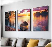 Mer Bateau Diamond Painting, 3 Pièces Diamond Painting Adulte, DIY Full Drill Loisirs Créatifs Adultes, Diamant Kit Complet 3 Pack Peinture Diamant, Decoration Maison, Cadeau Femme 70x100cm t9n-97