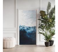 Mer Bleu Foncé Sticker Mural, Vague Peinte à L'huile Autocollants De Porte Muraux Décoration Poster Murale, Dégradé Bleu Abstrait Stickers de Porte Imperméable Vinyle 80x200 cm 6tYT146