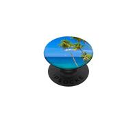 Mer Bleue de Palmiers tropicaux et Le Ciel Été [Heure d'été] Côte sud de l'île PopSockets PopGrip Adhésif