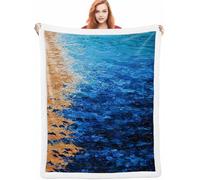 Mer Couverture Hiver 130x150cm Couverture Lestée Bleu, Couverture Chaude et Confortable, Super Douce et Moelleuse, Fleece Blanket Lavable à la Machine Facile à Manipuler pour Chambre à Coucher A-5082