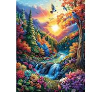 Mer de Fleurs de vallée 500 Pieces Casse-tête Débutant en Carton Épais Animaux fantastiques d'animaux Sauvages Facile Apprentissage Loisir Créatif Activité Manuelle Décoration Murale Cadeau Saint Va