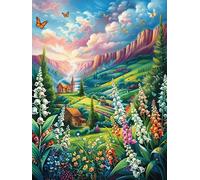 Mer de Fleurs Papillons vallée 300 Pièces Puzzle Débutant en Carton sans Déformation Animaux et Plantes Facile Apprentissage Anti-Stress Passe-Temps Idée Cadeau Saint Valentin Premium 300 PCS