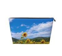 Mer De Tournesol Et Nuages Blancs De Ciel Bleu, Trousse de Toilette Trousse de Maquillage Sac à cosmétiques Trousse de Toilette de Voyage Portable