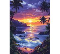 Mer Diamond Painting Adulte Paysage Diamond Painting, 5D DIY Diamant Art Set, Loisirs Créatifs Adultes Kit, Cristal Art Point de Croix Kit Peinture, Cheerful Painting Enfant, Cadeau Femme -TL1679
