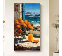 Mer Diamond Painting Fleur Diamond Painting Adulte, 5D Broderie Diamant Kit Complet, DIY Cristal Strass Point de Croix Artisanat Loisirs Créatifs Adultes Tableau Decoration Murale 50x100cm frh2-h