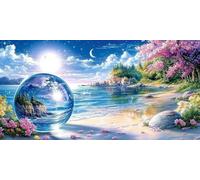 Mer Diamond Painting RêVe Peinture Diamant Adulte Point de Croix Activité Manuelle Adulte Mosaique Loisir Creatif Peinture Diamant DIY Diamond-Painting Enfant, pour Decoration Automne 25x50cm F - 429